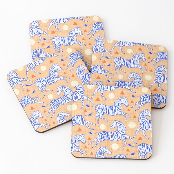 Item preview, Zebras - Coral & Cobalt  designed and sold by TigaTiga.