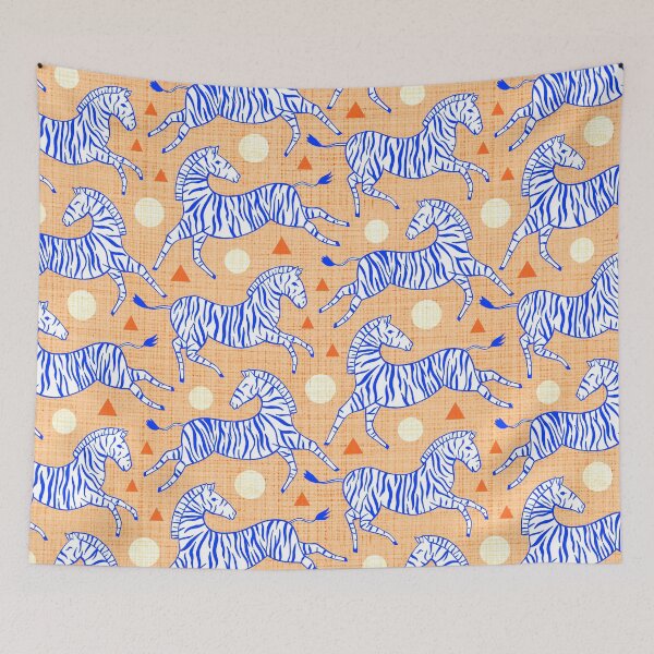 Item preview, Zebras - Coral & Cobalt  designed and sold by TigaTiga.