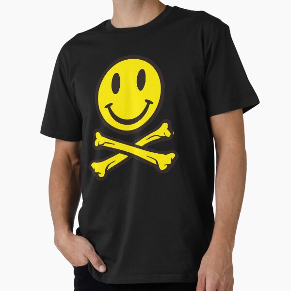 Item preview, Acid house smile face with crossed bones. For ravers! designed and sold by paulo silveira.