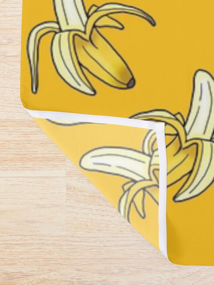Thumbnail 2 of 5, Shower Curtain, Tropical Banana Pattern on Yellow designed and sold by TimorousEclectc.