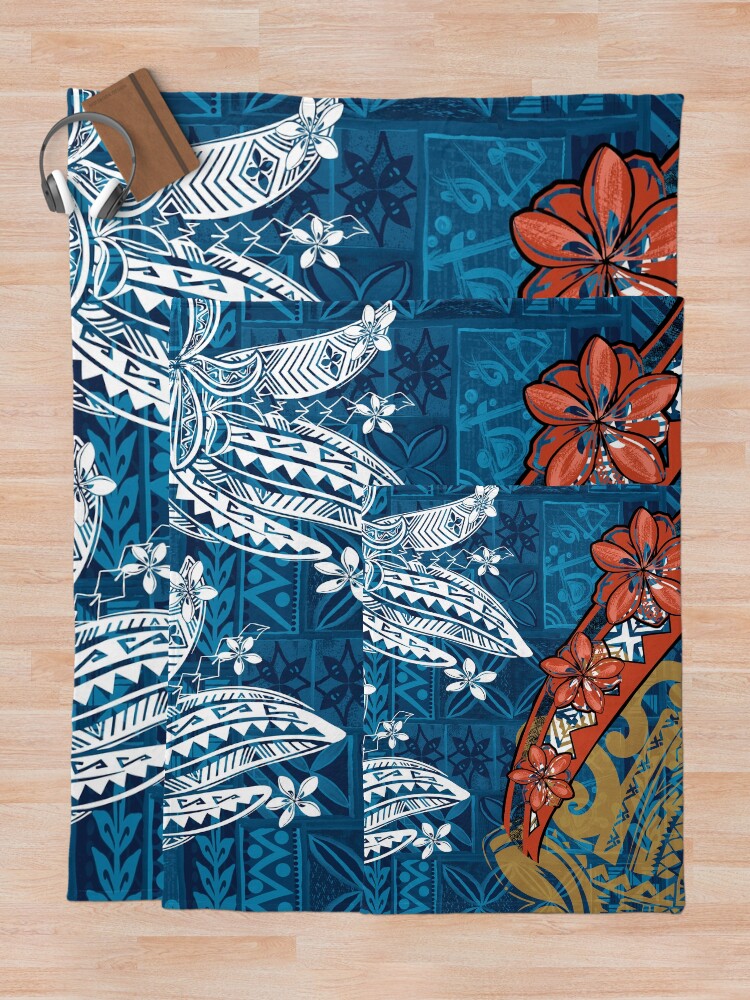"Hawaiian Samoan Polynesian Tribal Print" Throw Blanket by