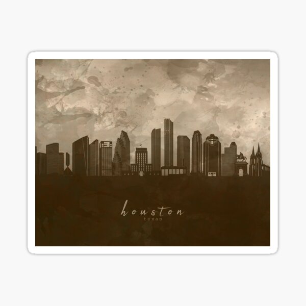 HOUSTON TEXAS BLACK SILHOUETTE SKYLINE ART