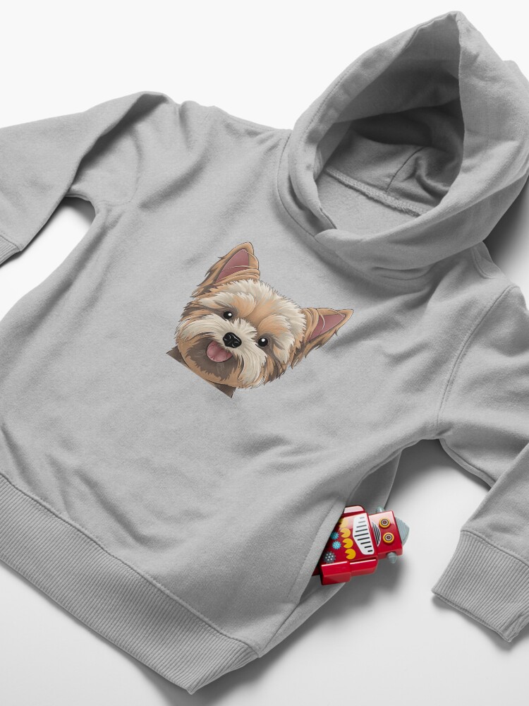 Alternate view of Peeking Yorkie Toddler Pullover Hoodie