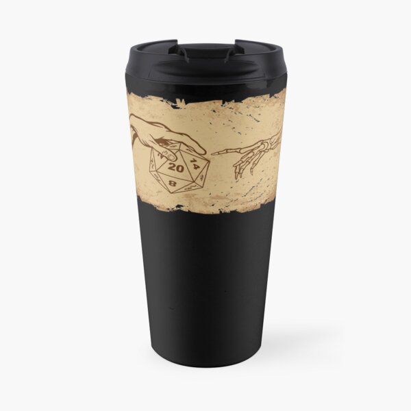 RPG Michelangelo Dice Cube Art Vintage D20 W20 Pen and Paper RPG Board Game PnP Travel Mug