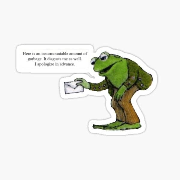 Frog and Toad frog's insurmountable amount of garbage Sticker