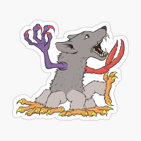 Screaming Multi-Clawed Wolf Thing Sticker