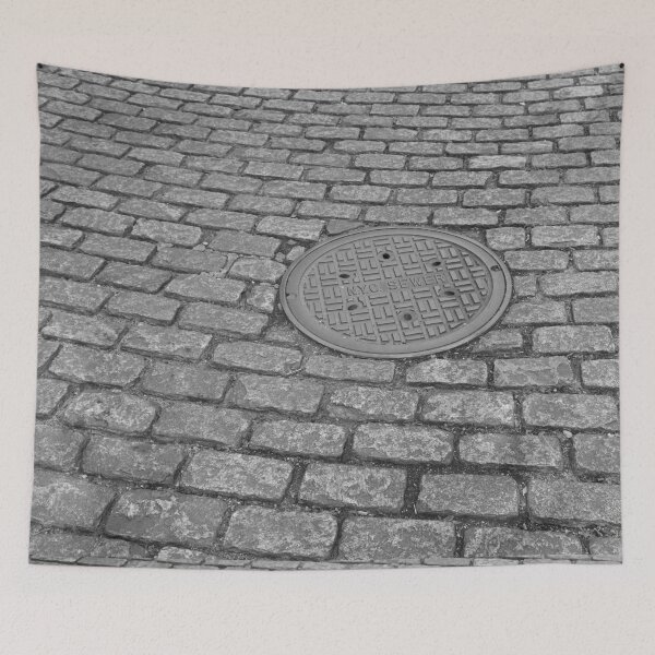 Item preview, NYC Black and White Cobblestone Manhole designed and sold by picturedlcphoto.