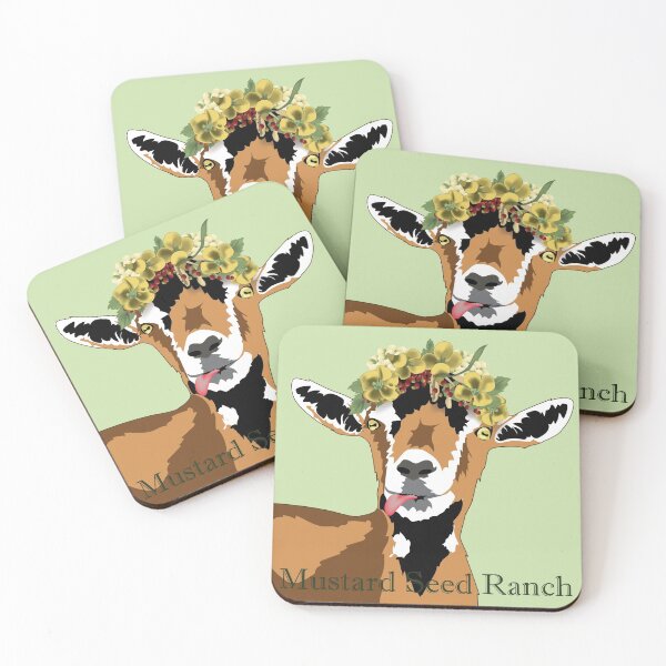 Item preview, Cute Goat With Mustard Seed Flower Crown and Ranch Name  designed and sold by Katy Dillard.