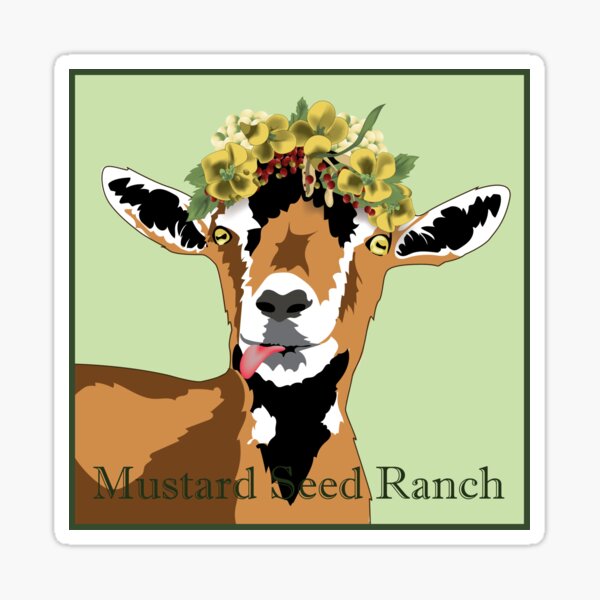 Item preview, Cute Goat With Mustard Seed Flower Crown and Ranch Name  designed and sold by Katy Dillard.