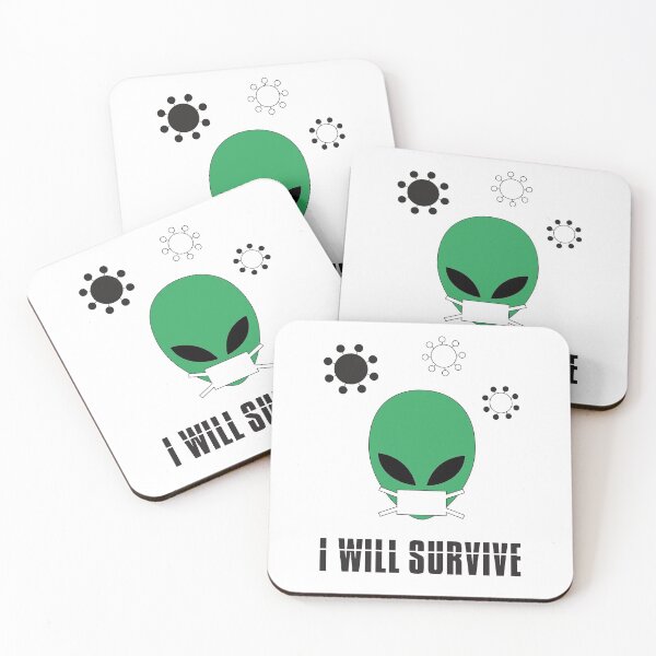Item preview, Green Alien - CoronaVirus Pandemic Theme - " I will Survive" designed and sold by echohashtag.