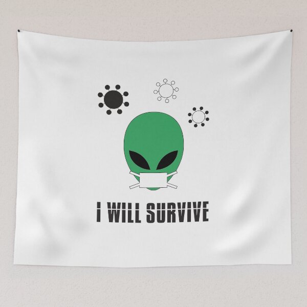 Item preview, Green Alien - CoronaVirus Pandemic Theme - " I will Survive" designed and sold by echohashtag.