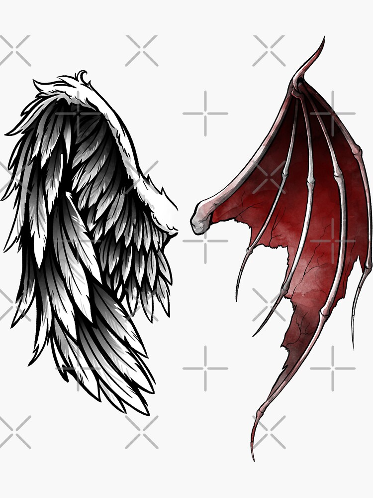 Half Angel Half Demon wings tattoo | Wings tattoo, Wings drawing, Wing  tattoo men