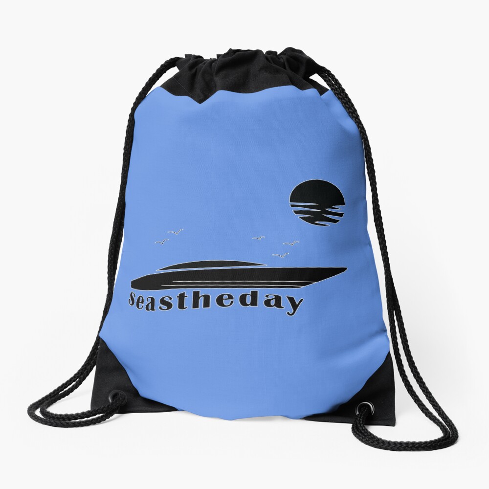 Seas the Day Maritime Speedboat Powerboat Skipper. Drawstring Bag