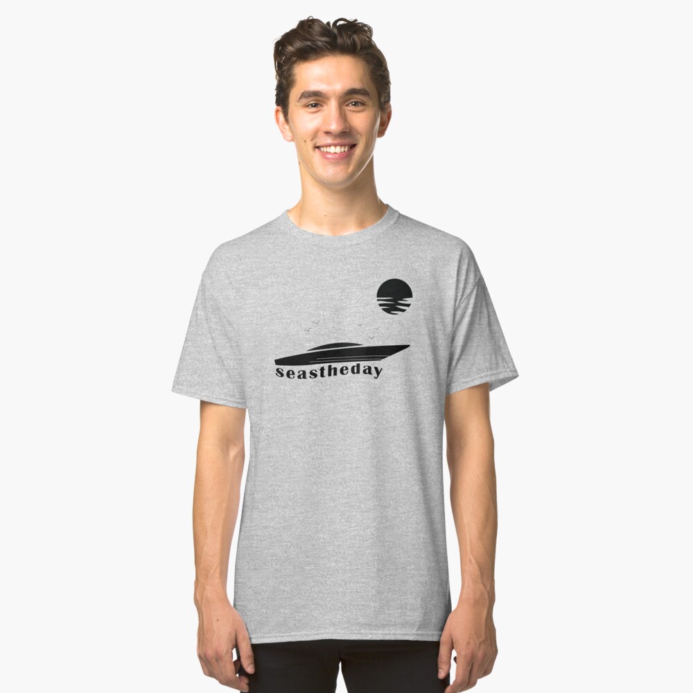 Seas the Day Maritime Speedboat Powerboat Skipper. Classic T-Shirt