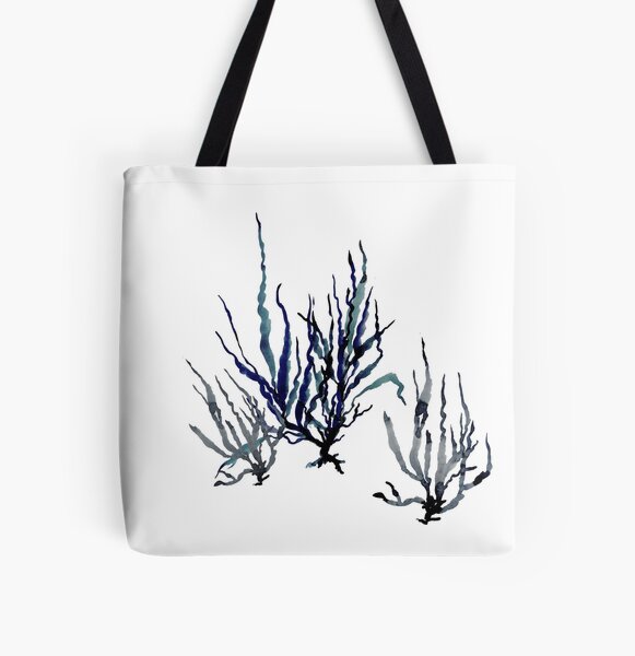 Blue Seaweed All Over Print Tote Bag
