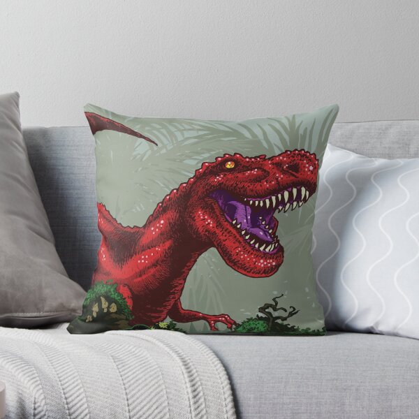 T-Rex Goes Hunting Throw Pillow