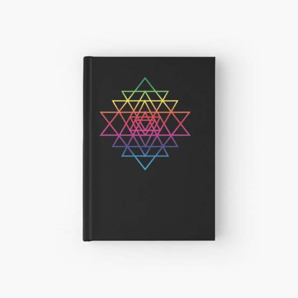 Sacred Geometry Geometric Mandala Flower Of Life Rainbow Sri Yantra Star Hardcover Journal