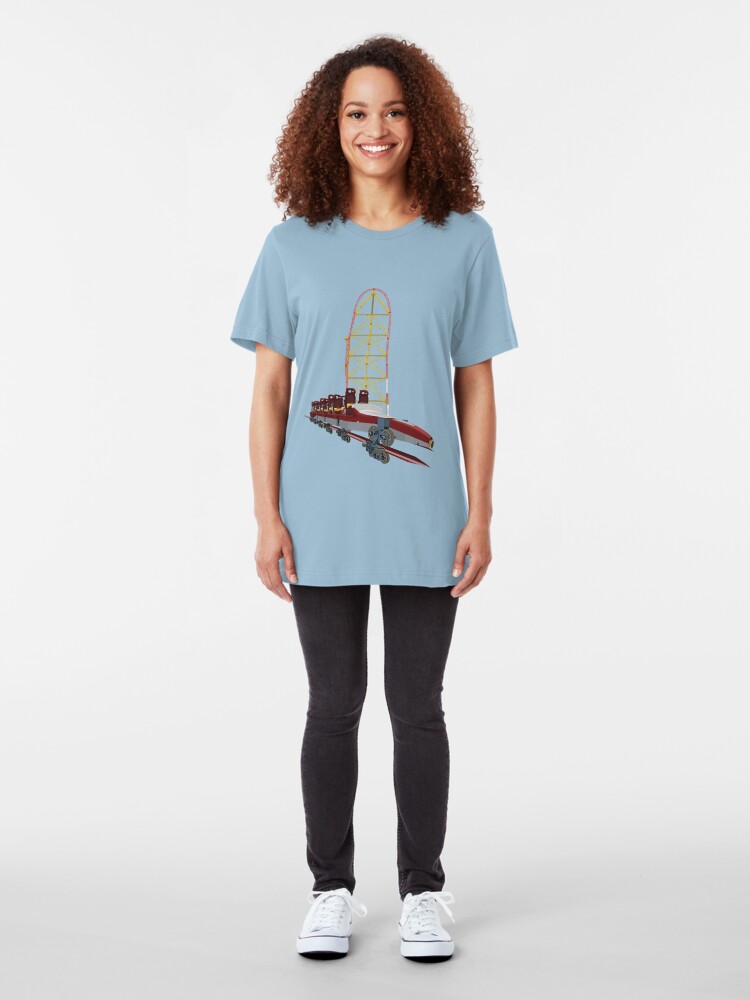 Alternate view of Top Thrill Dragster Intamin Coaster Design Slim Fit T-Shirt