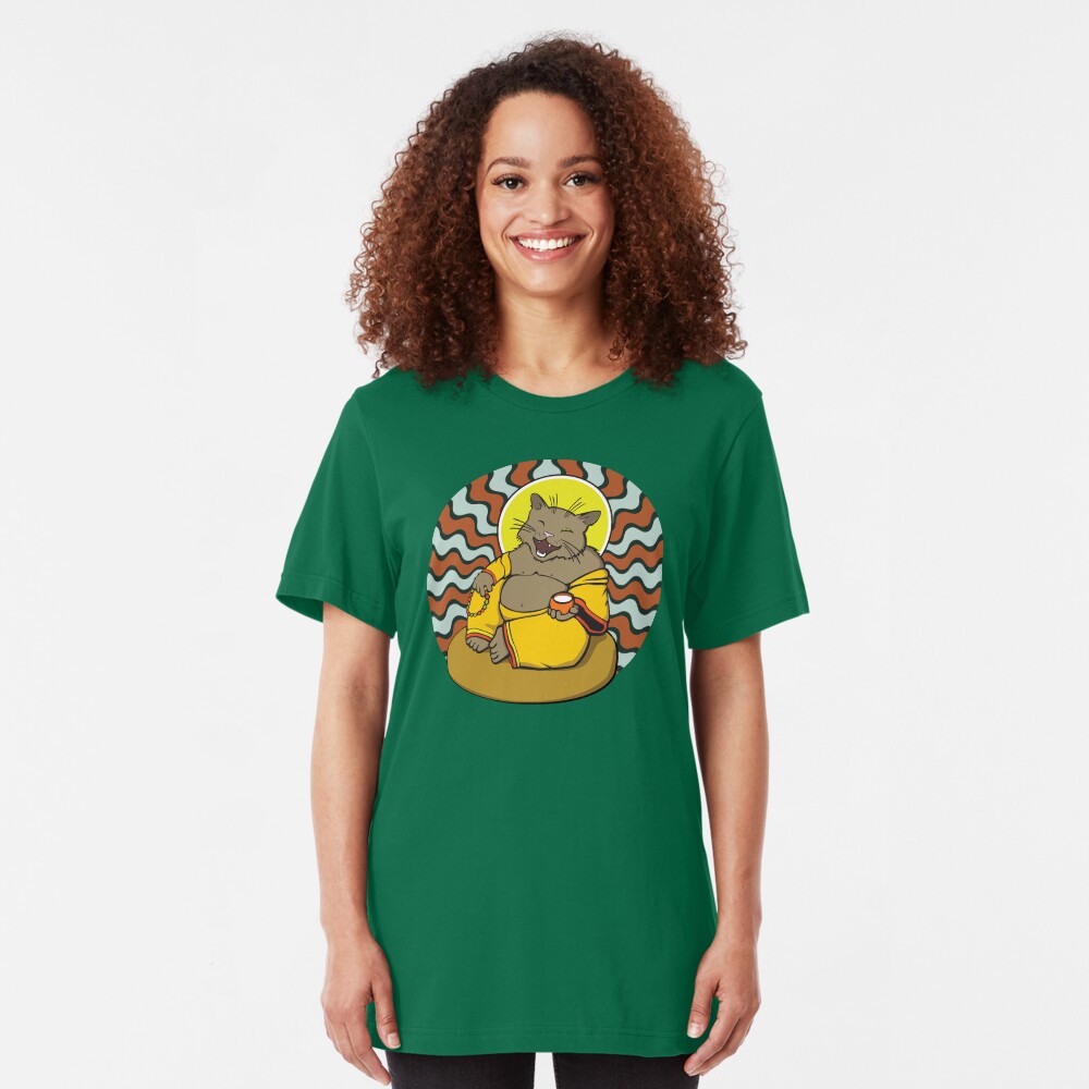 Buddha Cat Slim Fit T-Shirt