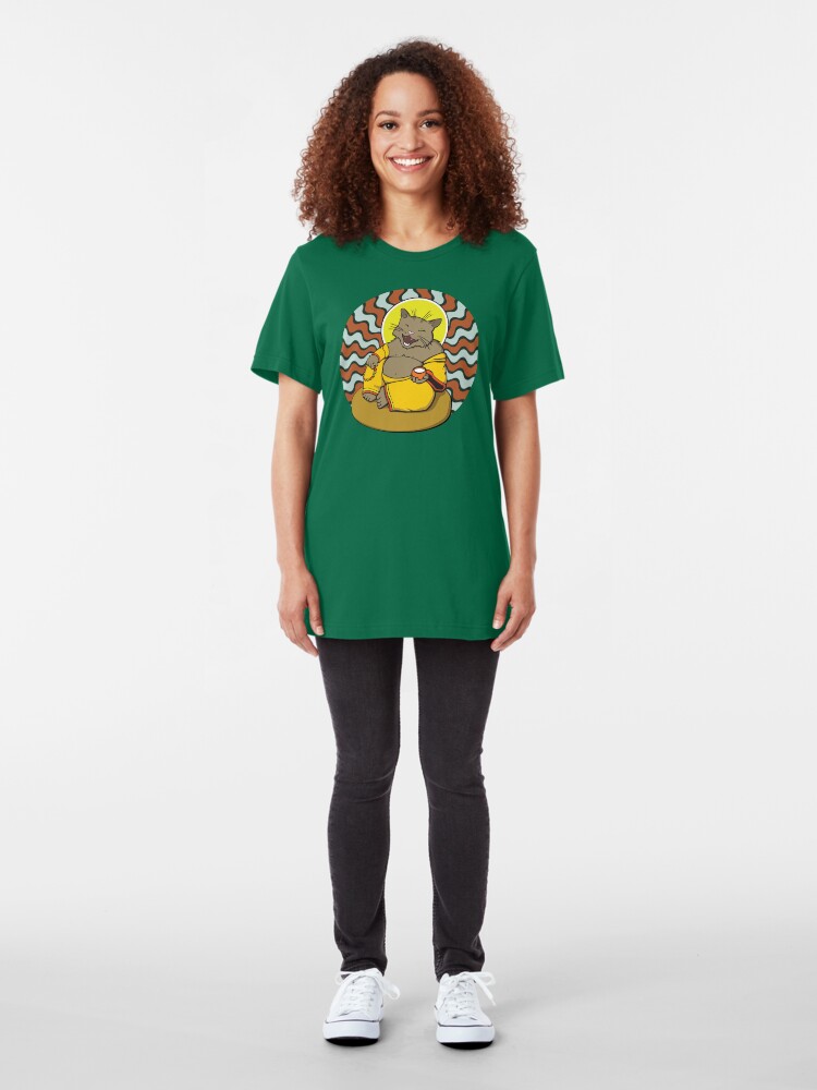 Alternate view of Buddha Cat Slim Fit T-Shirt