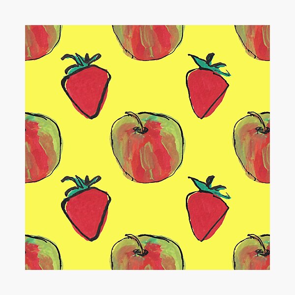Item preview, Apples and strawberries on yellow designed and sold by Kimmygowland.