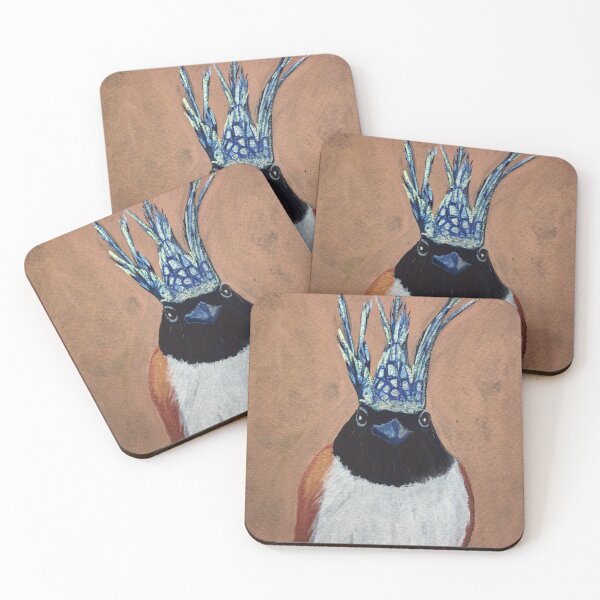 Item preview, hand painted bird with crown.   designed and sold by Sarah Hearfield.