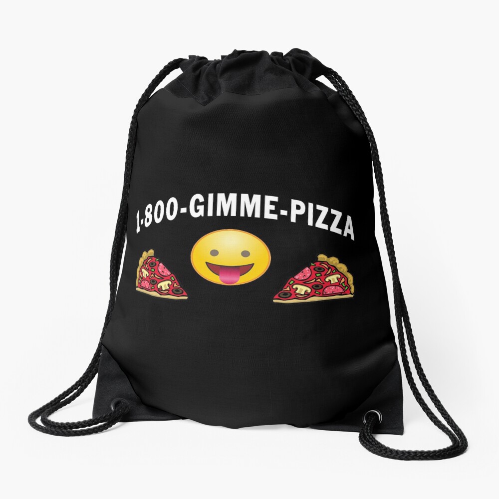 1 800 Gimme Pizza, Mozzarella Pepperoni Pizzeria. Drawstring Bag