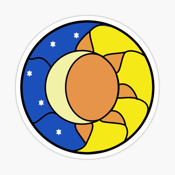 Stained Glass Window, Abstract Sun and Moon Sticker