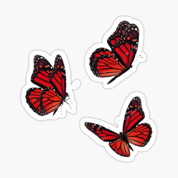 Red Butterfies Sticker By Beacardinot Redbubble