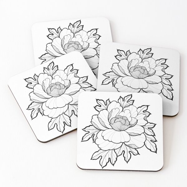 Item preview, Peony flower tattoo style designed and sold by susyrdesign.