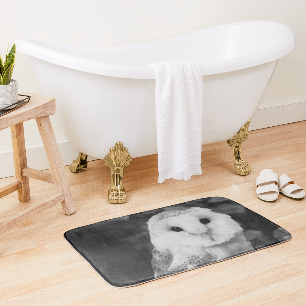 The Black and White Owl Bath Mat
