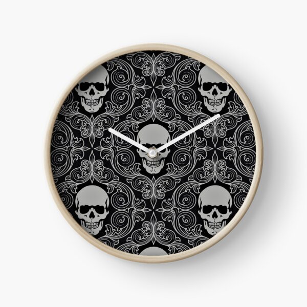 Victorian Pirate Skulls Dark Punk Halloween Clock