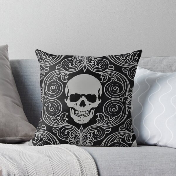 Victorian Pirate Skulls Dark Punk Halloween Throw Pillow