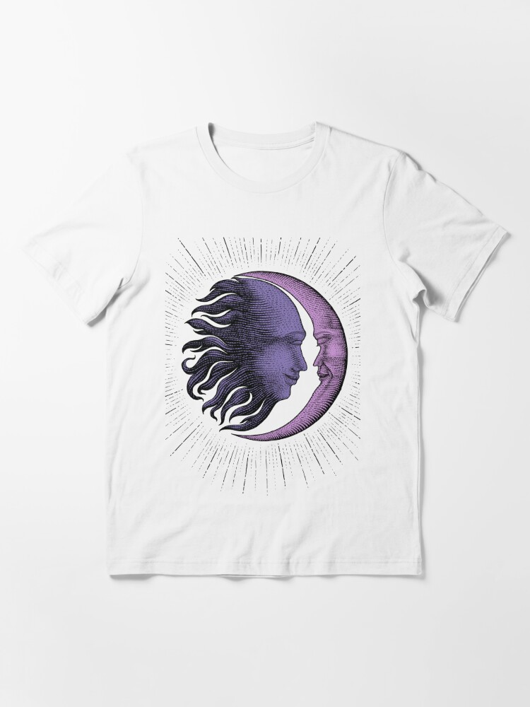 Geometric Sun and Moon Over Mountains Men's Fitted Short Sleeve T-Shirt Heather Grey / M