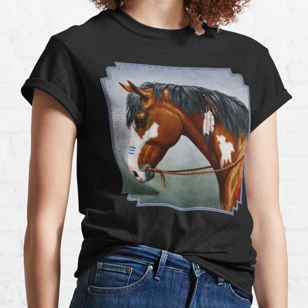 American Paint Horse Native American Cowboy Unisex Shirts S-5XL For Men  Women