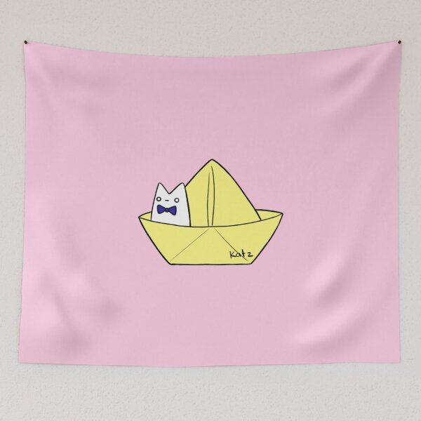 Item preview, kat in a yellow paper boat designed and sold by KatKweenDesigns.