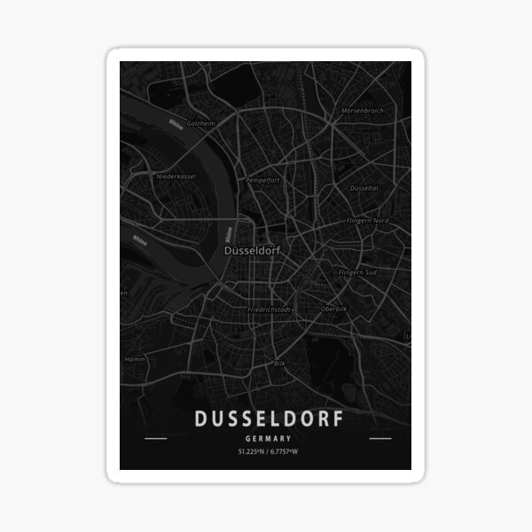 Dusseldorf Area Map, Dusseldorf Dark map, Dusseldorf Map Print, Dusseldorf Wall Art Sticker