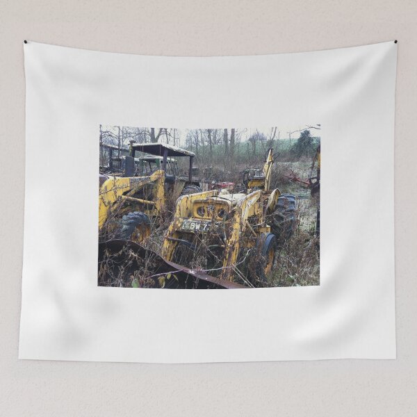 Item preview, Backhoe tractor in the grave yard, tractor cemetery. designed and sold by Pennylanemerch.