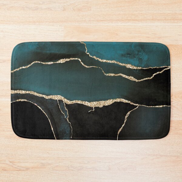 Item preview, Watercolor Agate in Dark Teal Green Faux Gold Veins designed and sold by PixDezines.