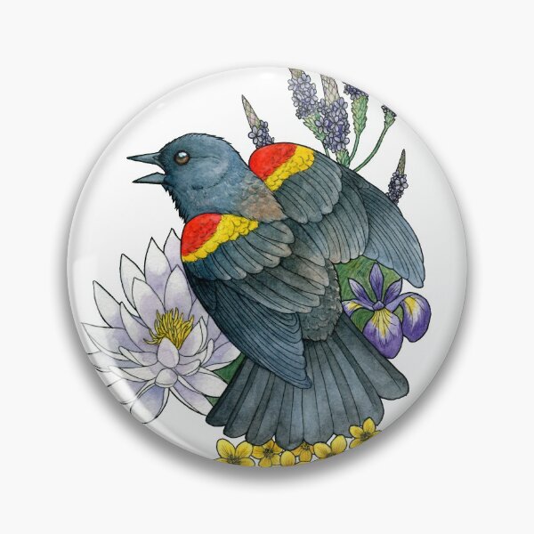 Item preview, Red-winged Blackbird and Wetland Flowers designed and sold by Roxanne Gasperetti.