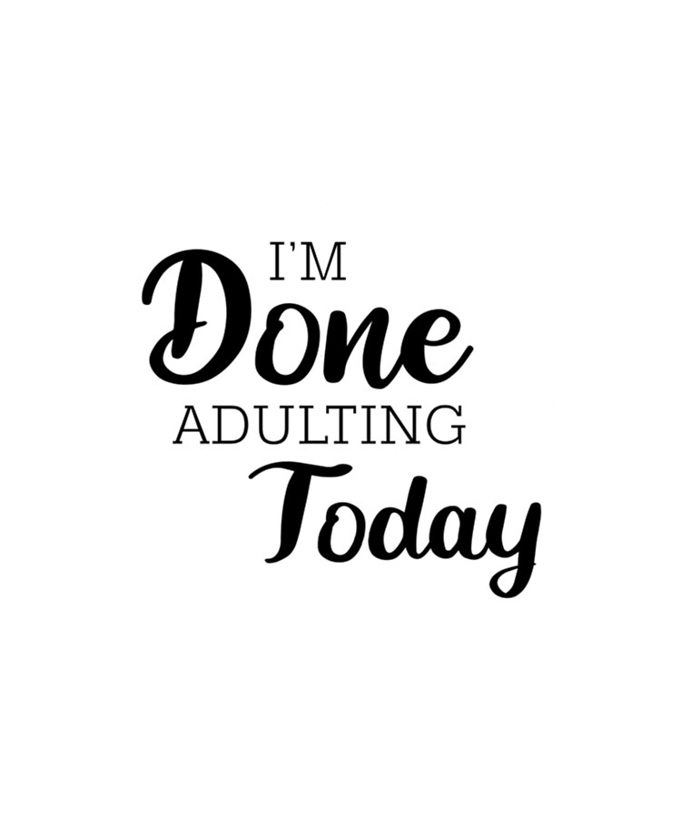 I'm Done Adulting Today funny meme phrase