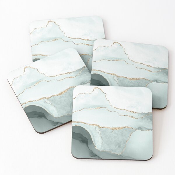 Item preview, Watercolor Agate in Slate Green / Green Jade Faux Gold Veins designed and sold by PixDezines.