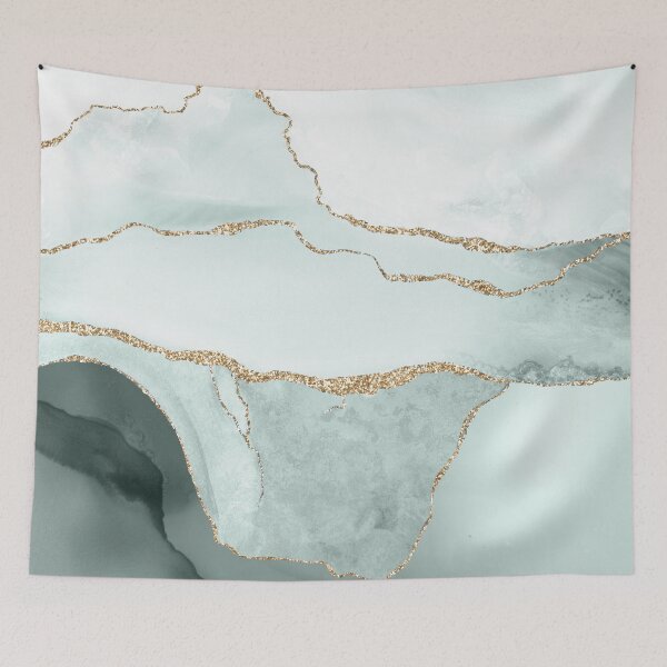 Item preview, Watercolor Agate in Slate Green / Green Jade Faux Gold Veins designed and sold by PixDezines.