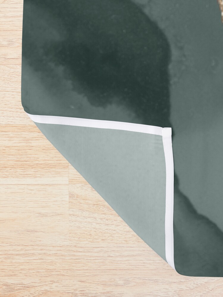 Alternate view of Watercolor Agate in Slate Green / Green Jade Faux Gold Veins Shower Curtain