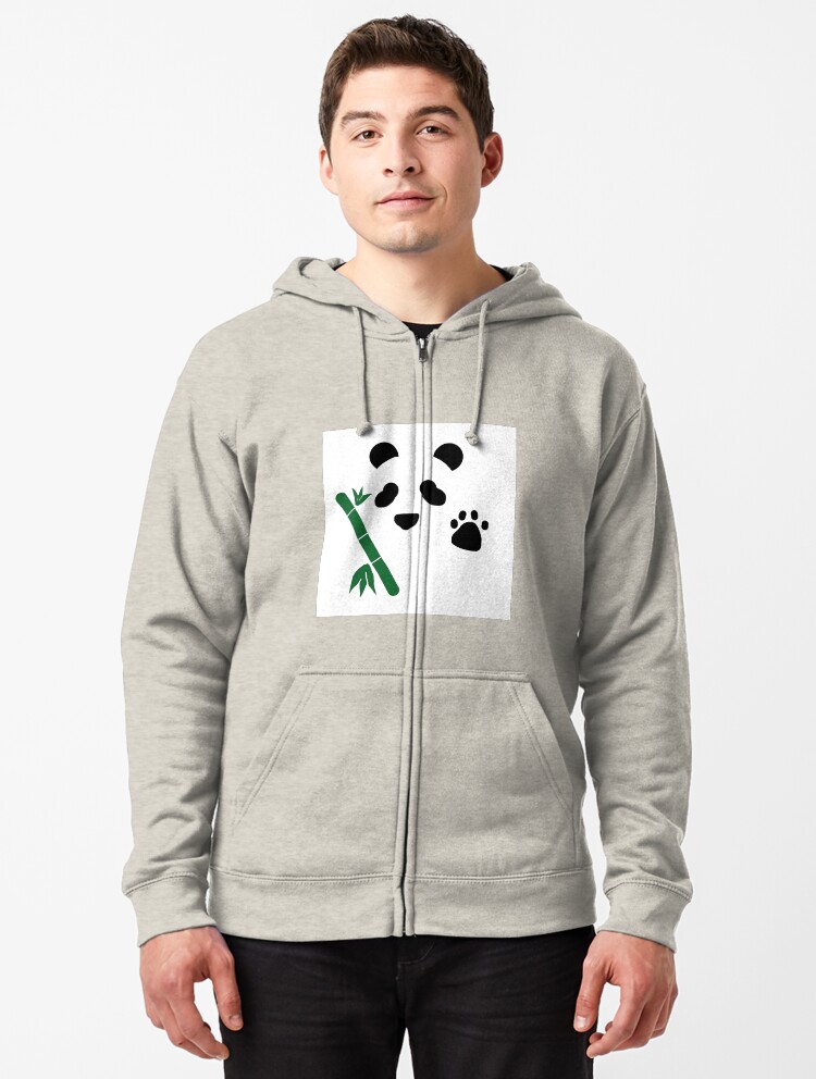 Mens Zipper Hoodies Sweatshirt Long Sleeve Coat with Pockets Panda Bamboo