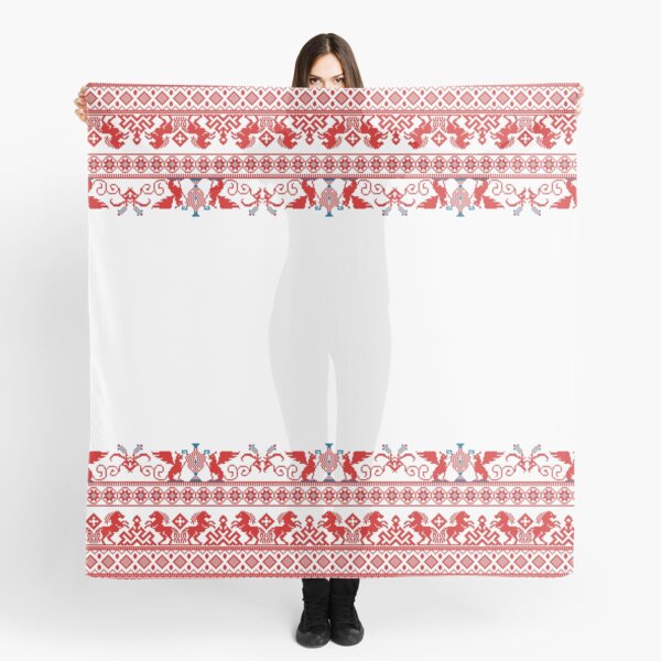 Red russian traditional ornament Scarf