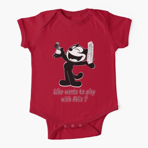 Félix the cat likes to play Short Sleeve Baby One-Piece