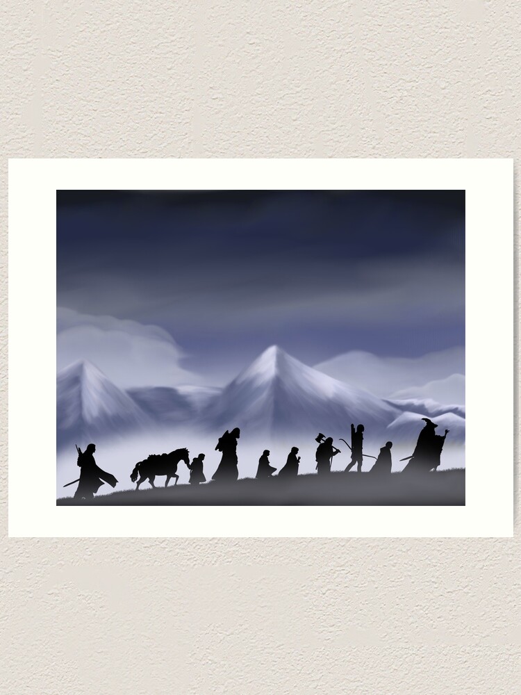 Lord of the Rings Fellowship and The Hobbit Silhouette Wall Art