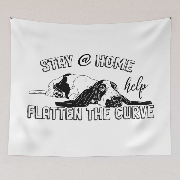 Item preview, Basset Hound - Flatten the Curve  designed and sold by aheadgraphics.
