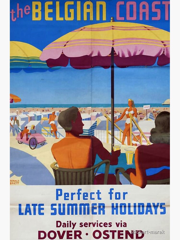 Discover the belgian coast vintage travel poster Premium Matte Vertical Poster